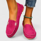 Mocasines de mujer con cierre sin cordones y barra metálica