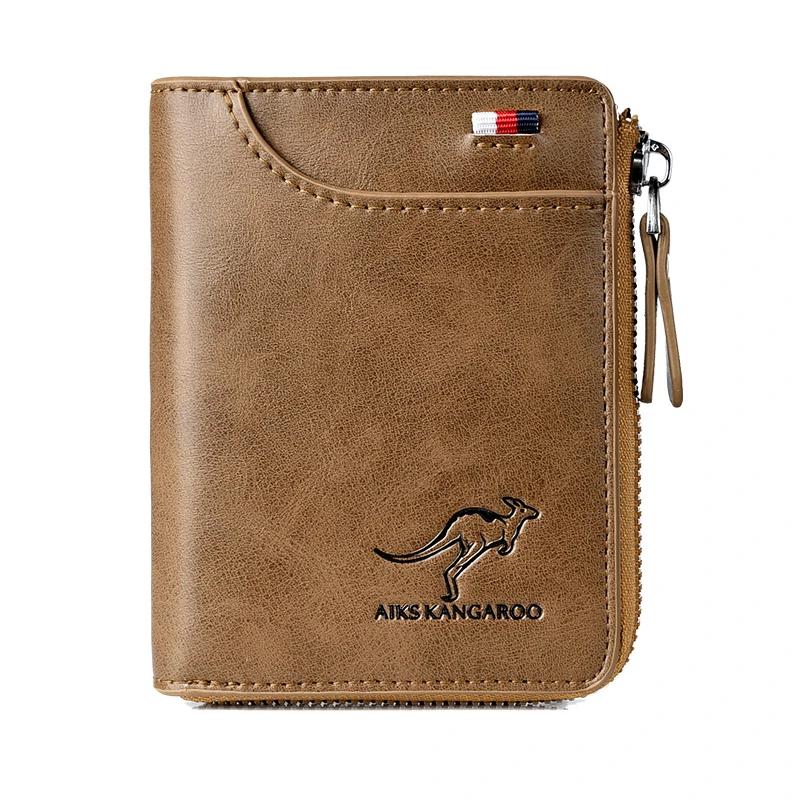 Cartera OakGuard para hombre con cremallera, piel auténtica y protección RFID
