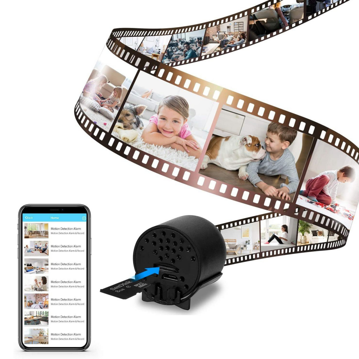 Cámara de seguridad para interiores para el hogar, mini cámara WiFi HD con visión nocturna, cámara para niñeras y cámara para mascotas.