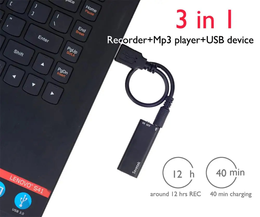 Mini grabadora activada por voz para captura de audio portátil