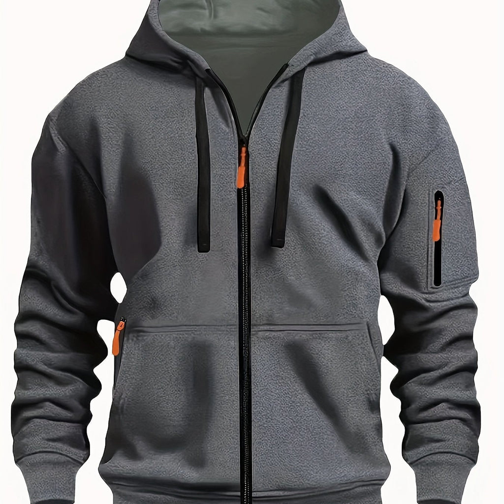Sudadera con capucha y cremallera para hombre – Sudadera informal para exteriores