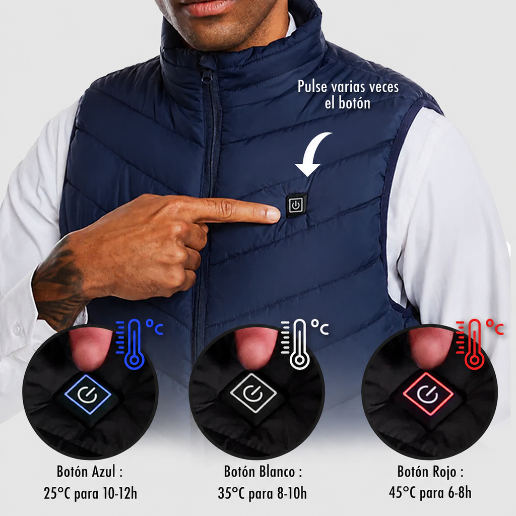 Chaleco calefactable unisex recargable por USB ThermiVest
