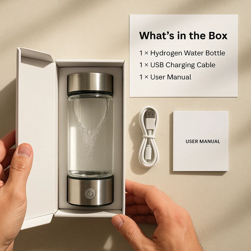 Wasserstoff-Wasserflasche | Cargador USB, dispositivos energizantes y perfecto para dieta, hidratación y bienestar.