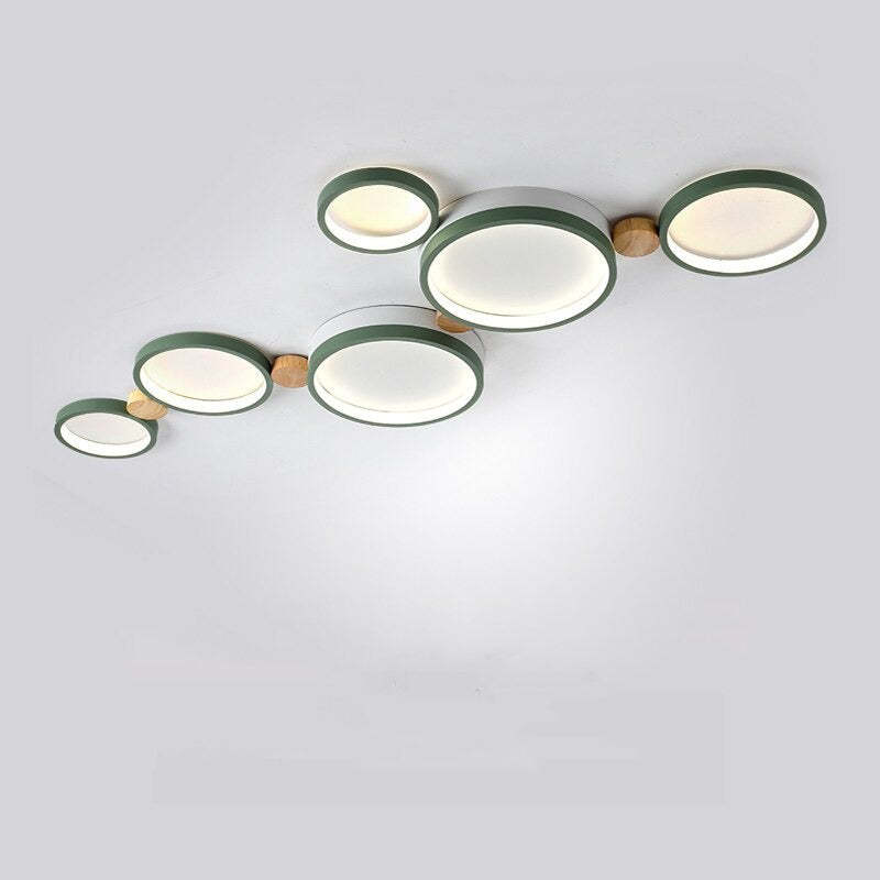 Lámpara de techo LED moderna | Diseño de triple anillo de metal gris