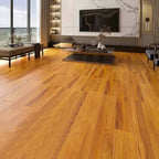 Suelo laminado de madera maciza natural E0 de 49" x 8" de ancho, con sistema de clic y resistente al agua.