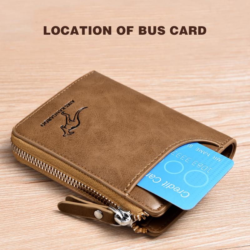 Cartera OakGuard para hombre con cremallera, piel auténtica y protección RFID