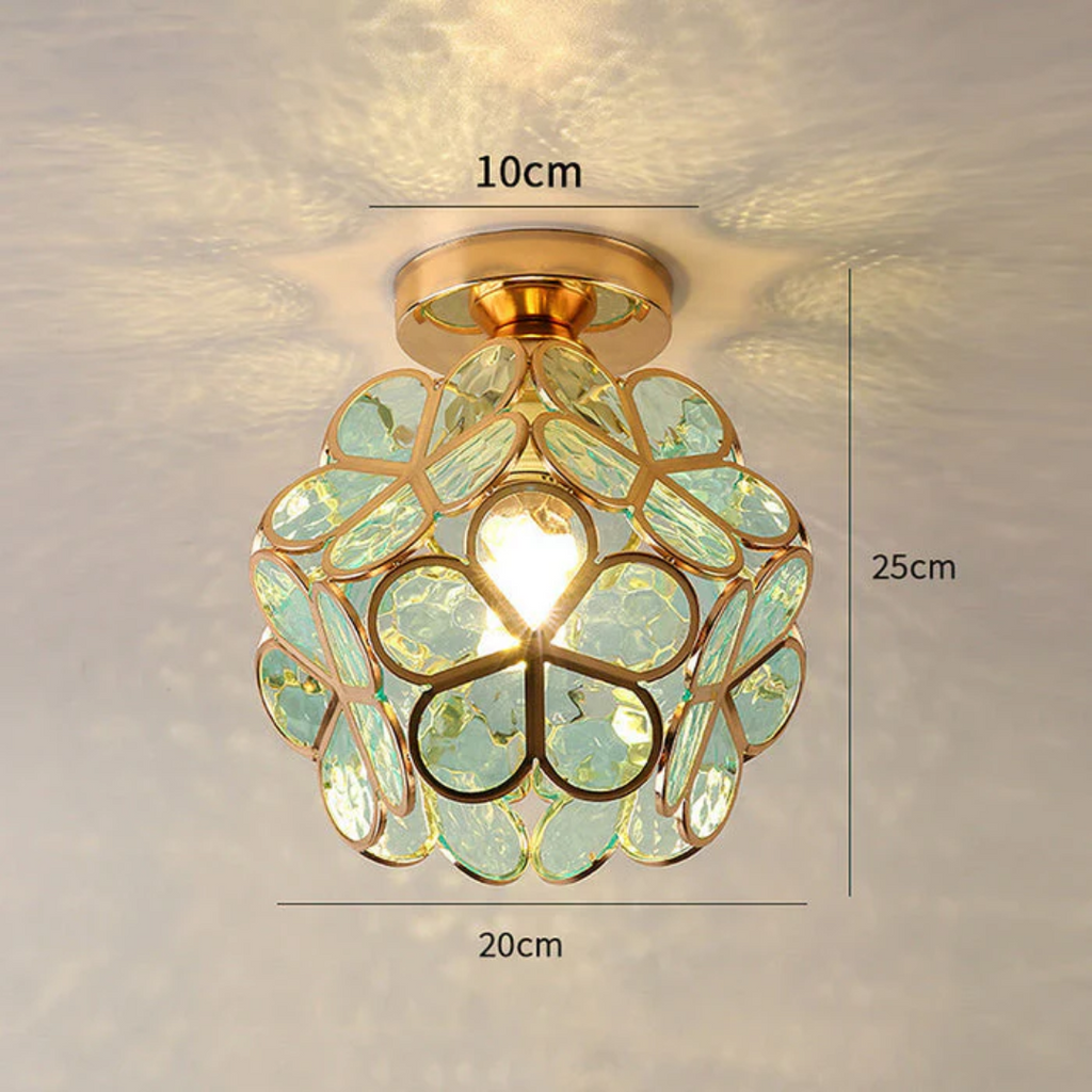 Lámpara de techo de lujo con forma de flor de cristal