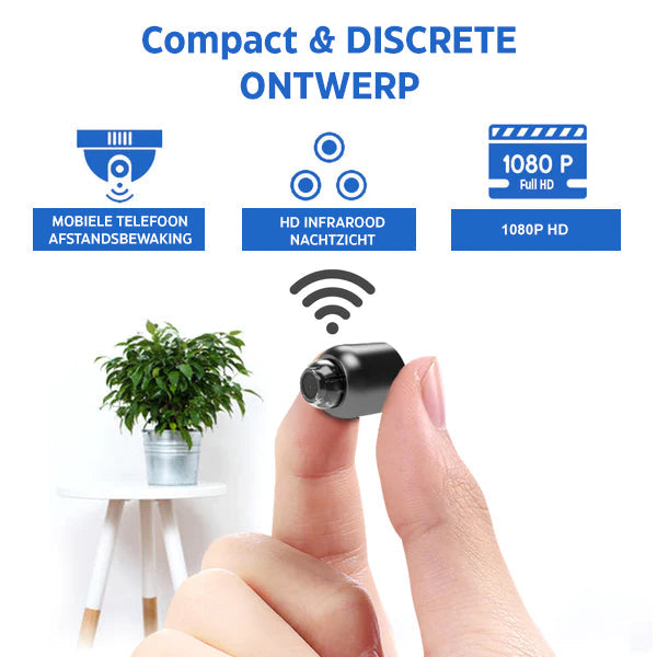 Cámara de vigilancia compacta Full HD 1080p WiFi Nachtzicht met Bewegingsdetectie para Thuisbewaking y Kinderopvang