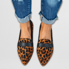 Mocasines elegantes para mujer con estampado de leopardo y suela cómoda