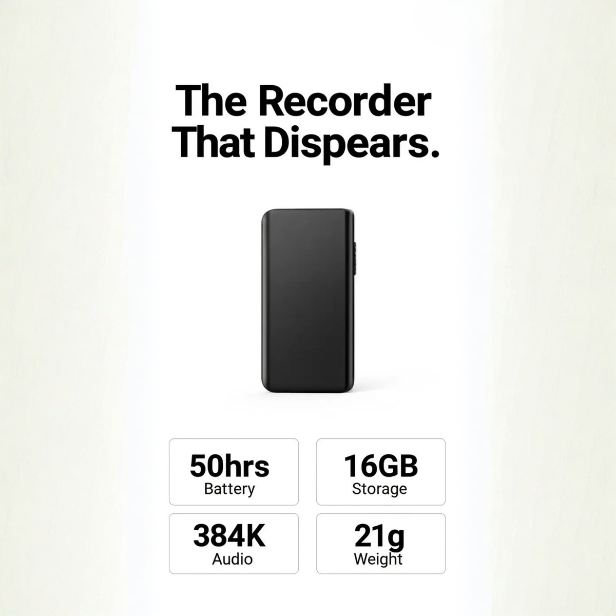 Grabadora de voz compacta con activación por sonido: dictáfono pequeño de 16 GB con batería de 50 horas y cancelación de ruido para reuniones,