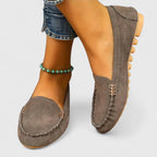 Mocasines de mujer con cierre sin cordones y barra metálica