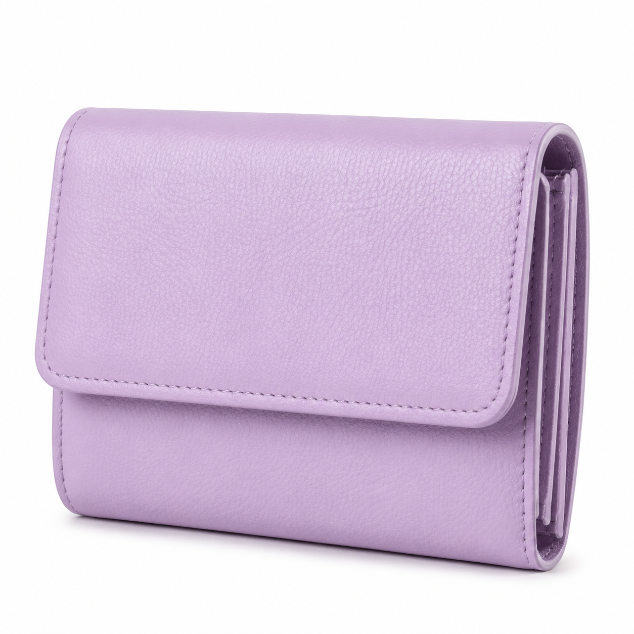 Cartera de cuero sintético color lila vista frontal