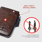 Cartera OakGuard para hombre con cremallera, piel auténtica y protección RFID