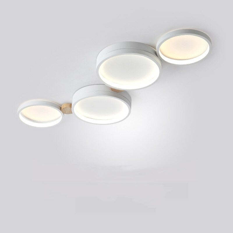 Lámpara de techo LED moderna | Diseño de triple anillo de metal gris