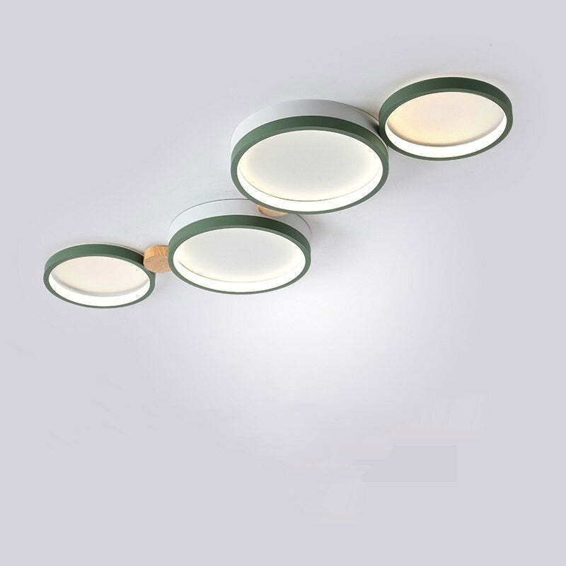 Lámpara de techo LED moderna | Diseño de triple anillo de metal gris