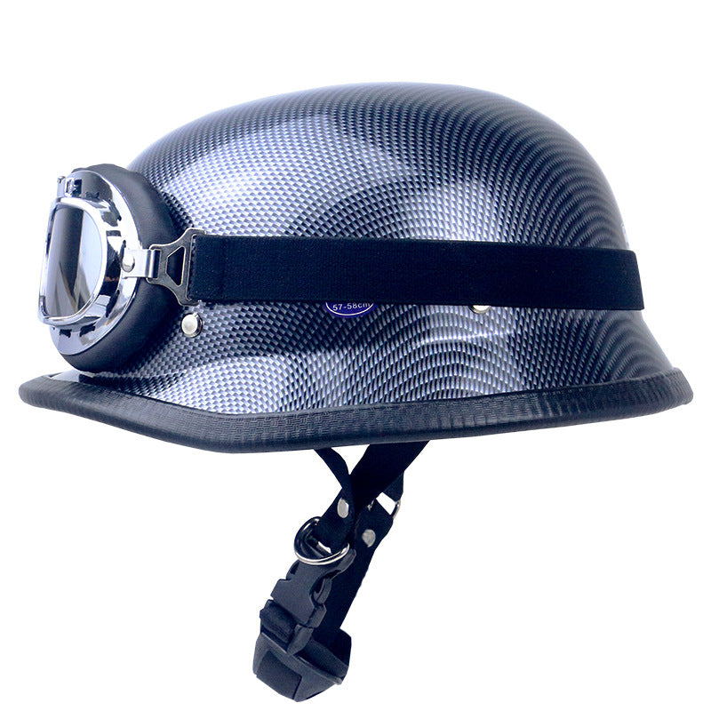 Casco de motocicleta retro con gafas