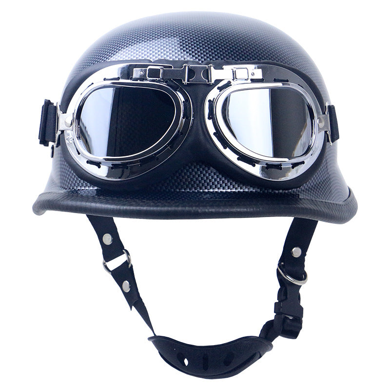 Casco de motocicleta retro con gafas