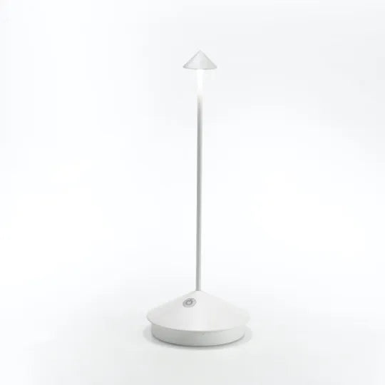 Lámpara de mesa LED inalámbrica blanca y dorada de diseño moderno para salón o terraza