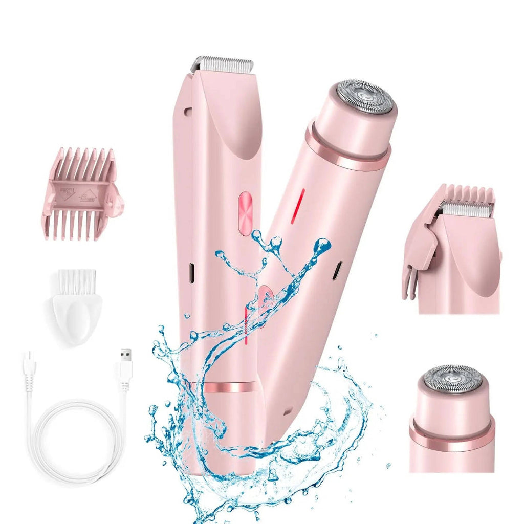 Afeitadora eléctrica 2 en 1 para mujer con recortadora recargable y cabezal giratorio