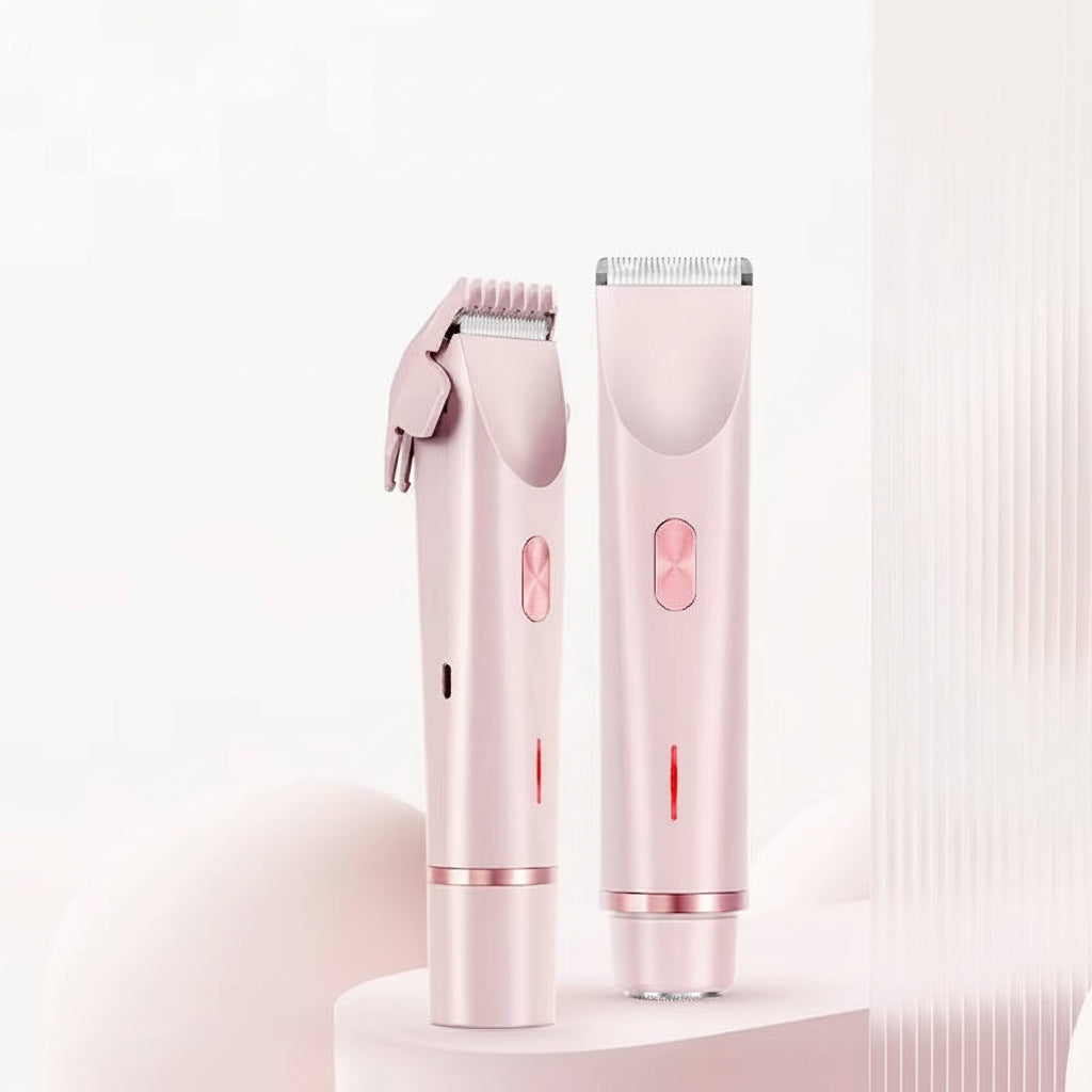 Afeitadora eléctrica 2 en 1 para mujer con recortadora recargable y cabezal giratorio