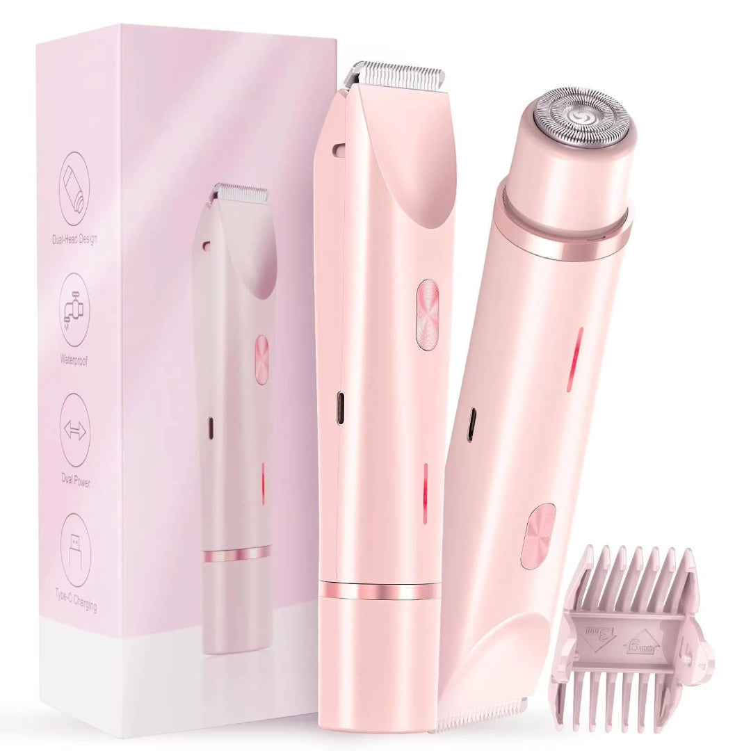 Afeitadora eléctrica 2 en 1 para mujer con recortadora recargable y cabezal giratorio