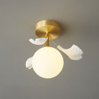 Lámpara de techo botánica | Diseño de globo de cristal con forma de hoja de ginkgo