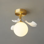 Lámpara de techo botánica | Diseño de globo de cristal con forma de hoja de ginkgo