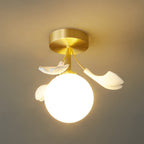 Lámpara de techo botánica | Diseño de globo de cristal con forma de hoja de ginkgo