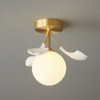 Lámpara de techo botánica | Diseño de globo de cristal con forma de hoja de ginkgo
