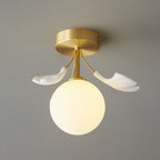 Lámpara de techo botánica | Diseño de globo de cristal con forma de hoja de ginkgo