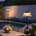 Lámpara de pie LED exterior de hierro y cristal, impermeable, con energía solar y USB, de estilo industrial contemporáneo para jardín