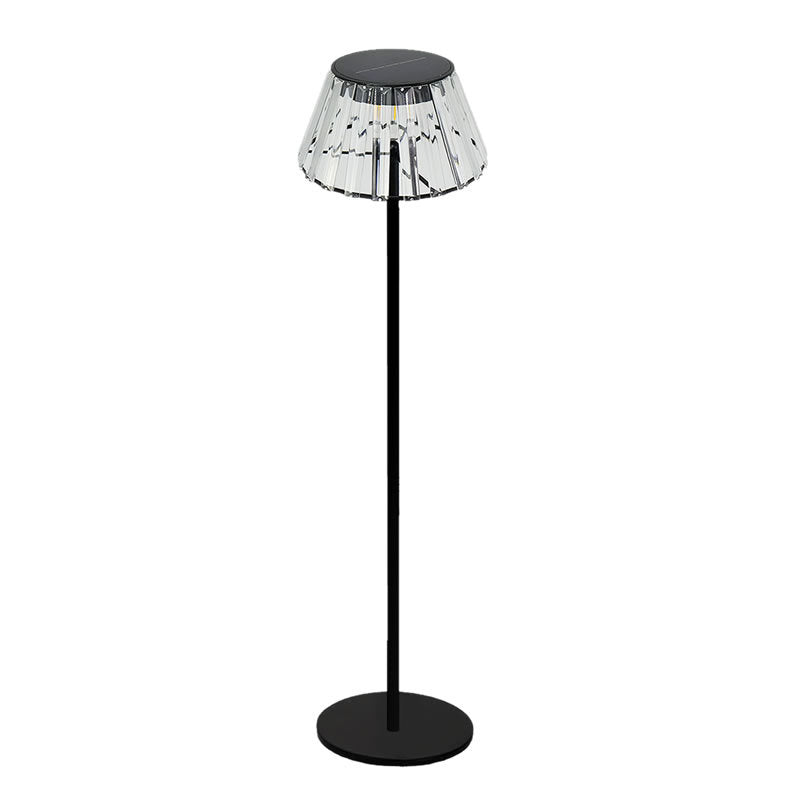 Lámpara de pie LED exterior de hierro y cristal, impermeable, con energía solar y USB, de estilo industrial contemporáneo para jardín