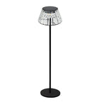 Lámpara de pie LED exterior de hierro y cristal, impermeable, con energía solar y USB, de estilo industrial contemporáneo para jardín