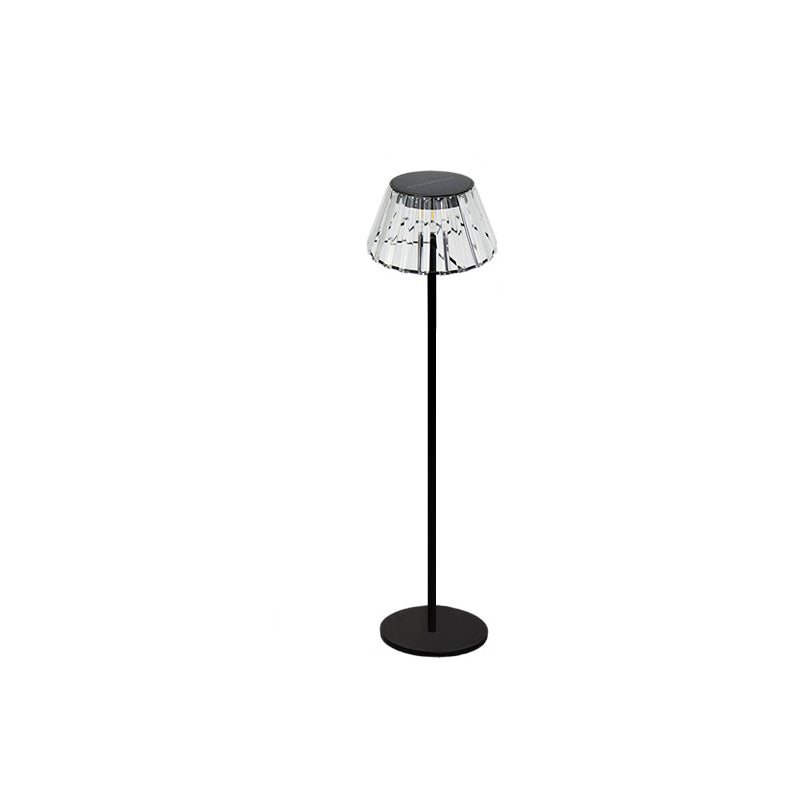 Lámpara de pie LED exterior de hierro y cristal, impermeable, con energía solar y USB, de estilo industrial contemporáneo para jardín