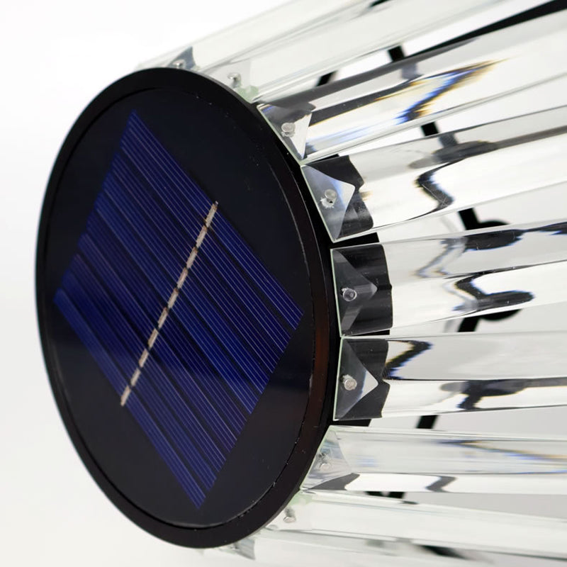Lámpara de pie LED exterior de hierro y cristal, impermeable, con energía solar y USB, de estilo industrial contemporáneo para jardín