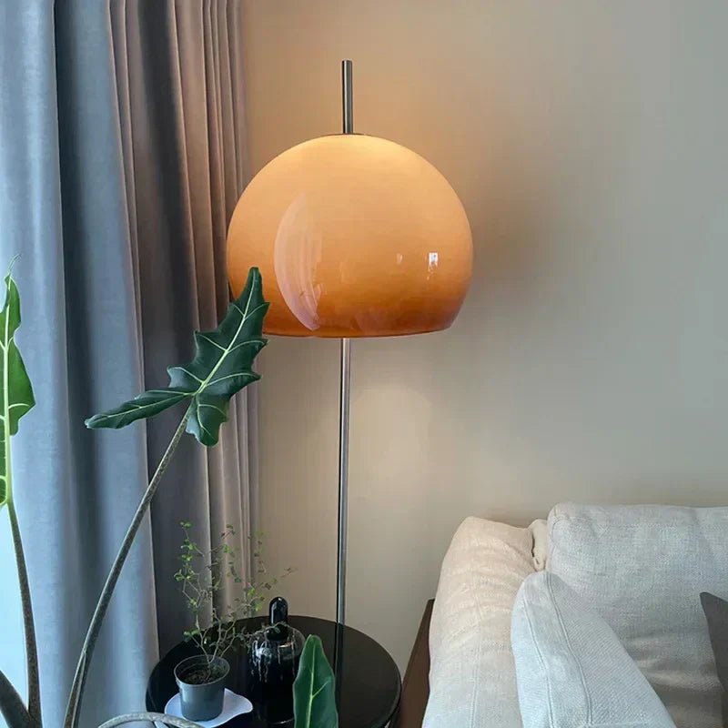 Lámpara de mesa y pie retro BrunoLuxe con pantalla naranja y mando a distancia