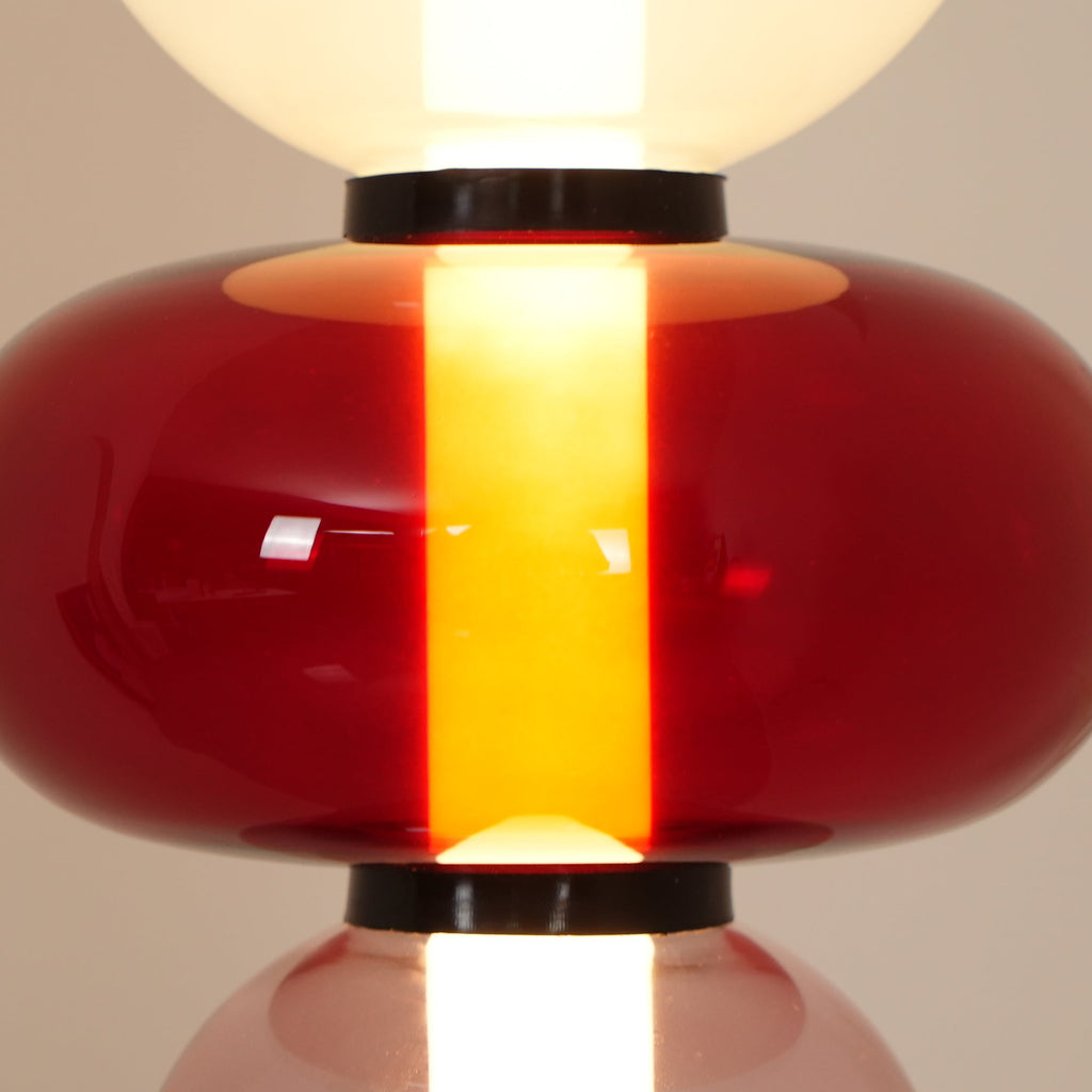 Lámpara de pie de vidrio soplado a mano con racimos de vidrio artísticos – Icono de estilo decorativo con LED integrado – Disponible en dos alturas