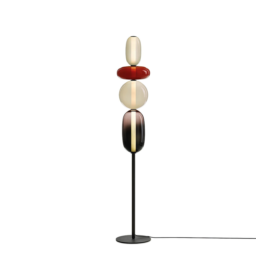 Lámpara de pie de vidrio soplado a mano con racimos de vidrio artísticos – Icono de estilo decorativo con LED integrado – Disponible en dos alturas