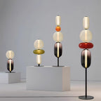 Lámpara de pie de vidrio soplado a mano con racimos de vidrio artísticos – Icono de estilo decorativo con LED integrado – Disponible en dos alturas