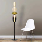 Lámpara de pie de vidrio soplado a mano con racimos de vidrio artísticos – Icono de estilo decorativo con LED integrado – Disponible en dos alturas