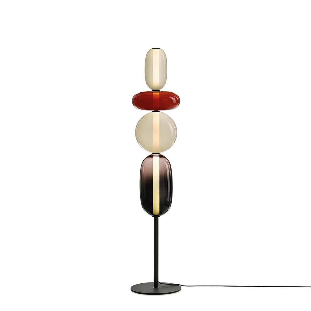 Lámpara de pie de vidrio soplado a mano con racimos de vidrio artísticos – Icono de estilo decorativo con LED integrado – Disponible en dos alturas