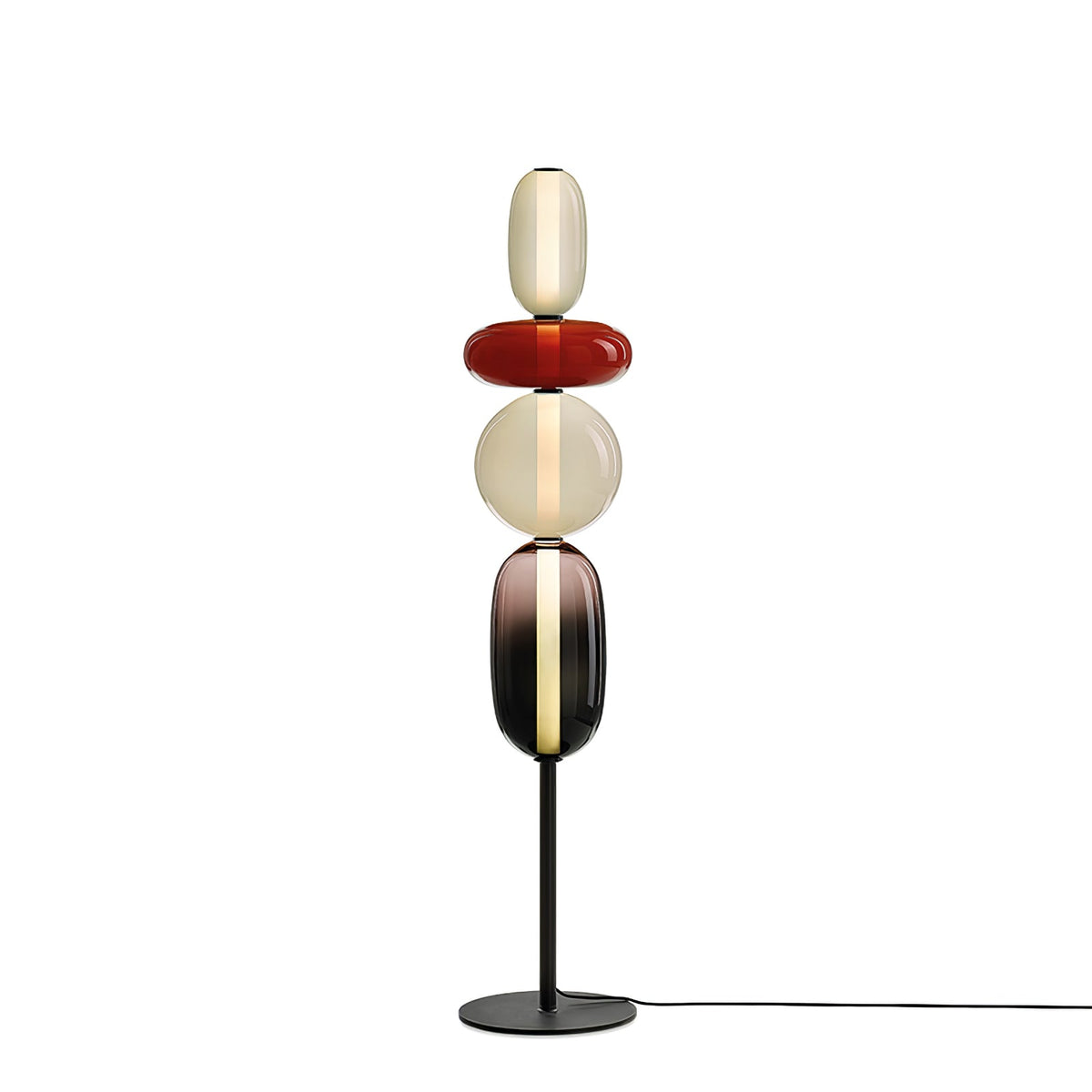 Lámpara de pie de vidrio soplado a mano con racimos de vidrio artísticos – Icono de estilo decorativo con LED integrado – Disponible en dos alturas
