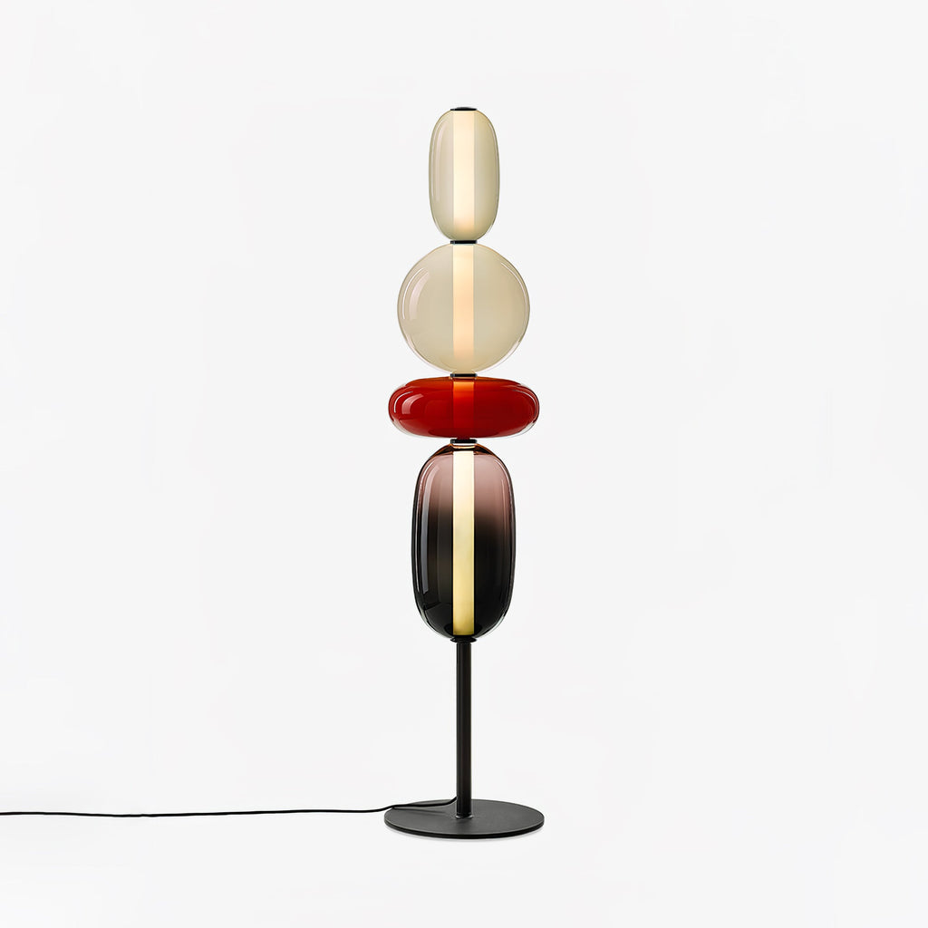 Lámpara de pie de vidrio soplado a mano con racimos de vidrio artísticos – Icono de estilo decorativo con LED integrado – Disponible en dos alturas