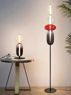 Lámpara de pie de vidrio soplado a mano con racimos de vidrio artísticos – Icono de estilo decorativo con LED integrado – Disponible en dos alturas