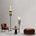 Lámpara de pie de vidrio soplado a mano con racimos de vidrio artísticos – Icono de estilo decorativo con LED integrado – Disponible en dos alturas