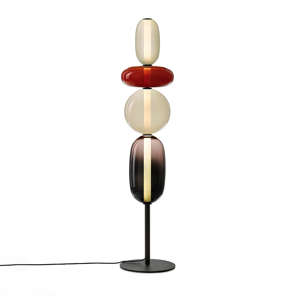 Lámpara de pie de vidrio soplado a mano con racimos de vidrio artísticos – Icono de estilo decorativo con LED integrado – Disponible en dos alturas