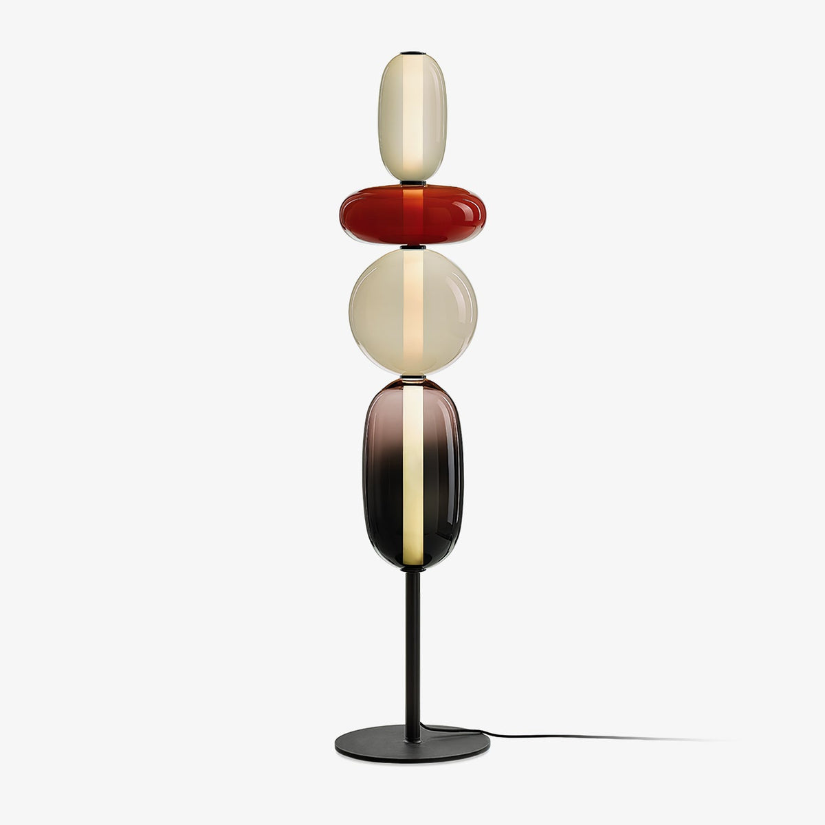 Lámpara de pie de vidrio soplado a mano con racimos de vidrio artísticos – Icono de estilo decorativo con LED integrado – Disponible en dos alturas