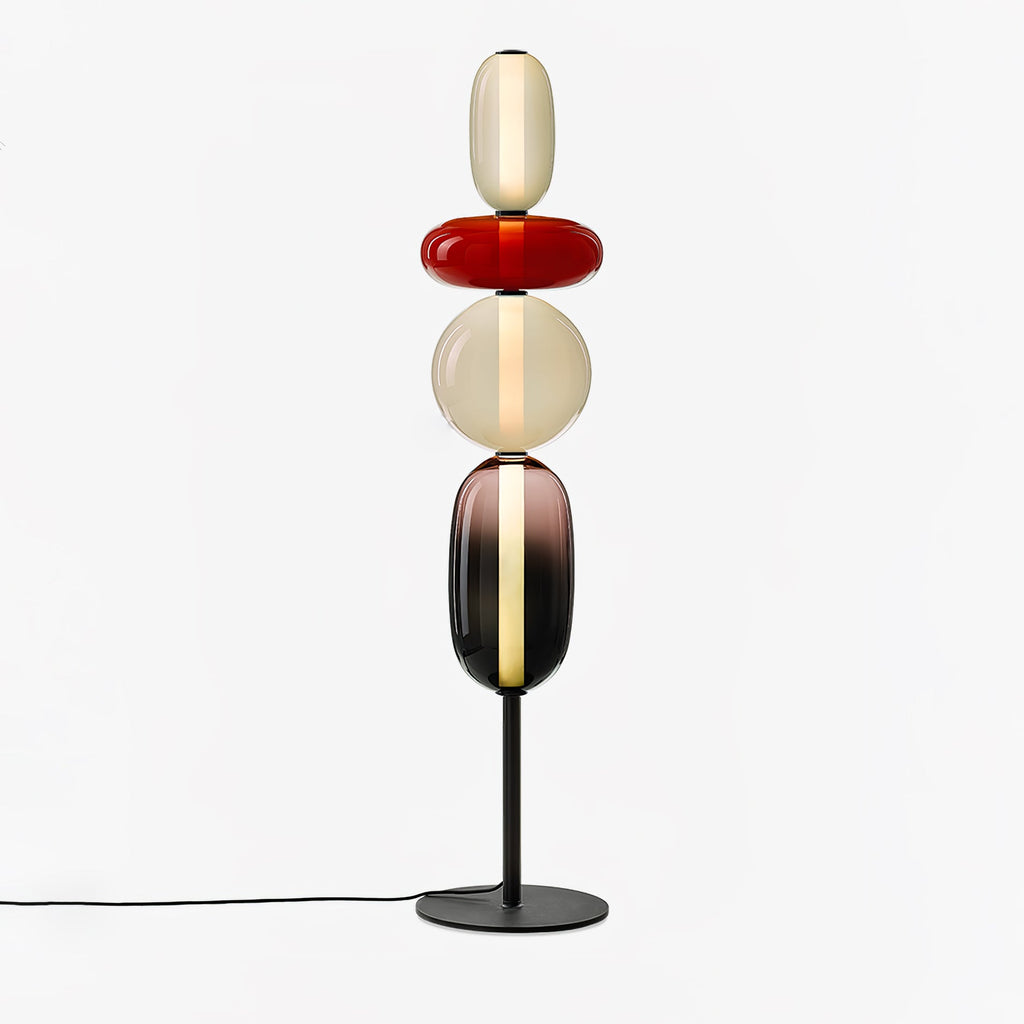 Lámpara de pie de vidrio soplado a mano con racimos de vidrio artísticos – Icono de estilo decorativo con LED integrado – Disponible en dos alturas