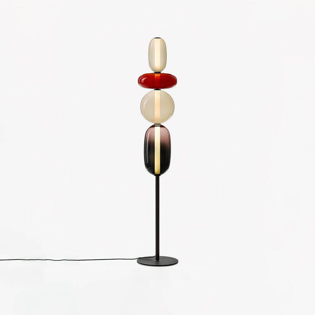 Lámpara de pie de vidrio soplado a mano con racimos de vidrio artísticos – Icono de estilo decorativo con LED integrado – Disponible en dos alturas