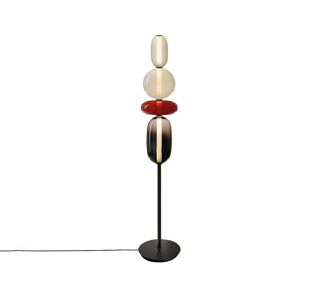 Lámpara de pie de vidrio soplado a mano con racimos de vidrio artísticos – Icono de estilo decorativo con LED integrado – Disponible en dos alturas